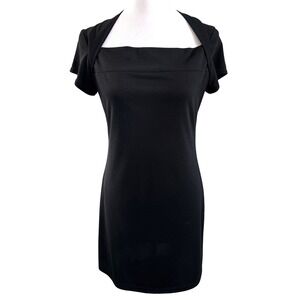 Dawn Joy Fashions Vintage Square Neck Little Black Dress Women 9-10 Short Sleeve